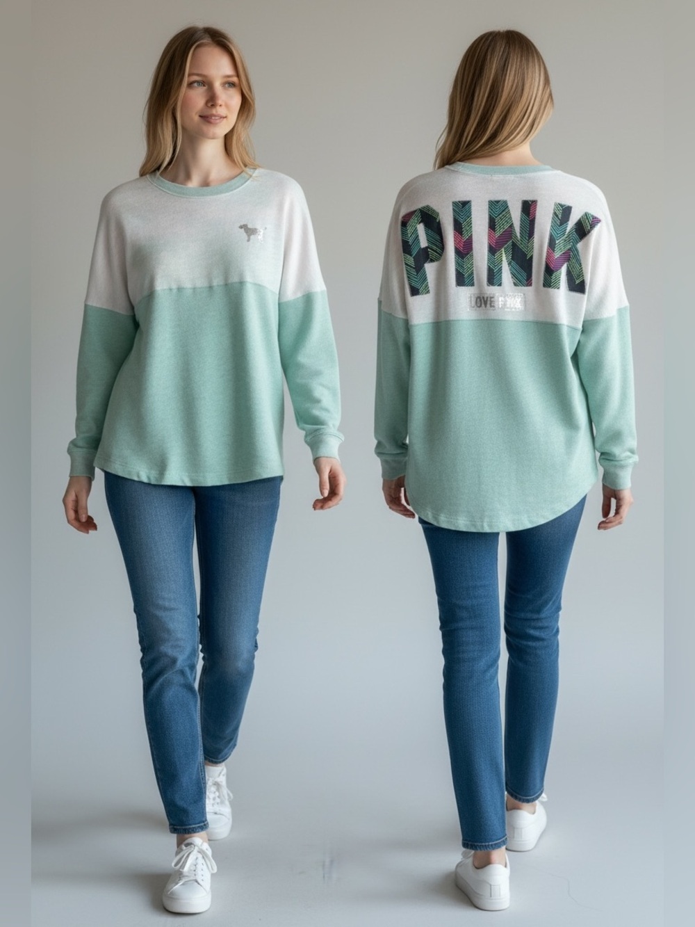 PINK Mint Green with Clouds Top Size XS​​​​